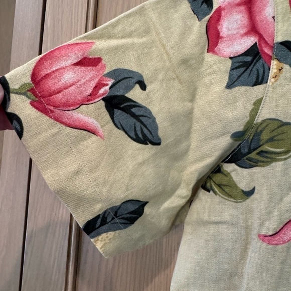 Vintage Blair Linen Blend Button Front Floral Top / boxy / large - Picture 3 of 8